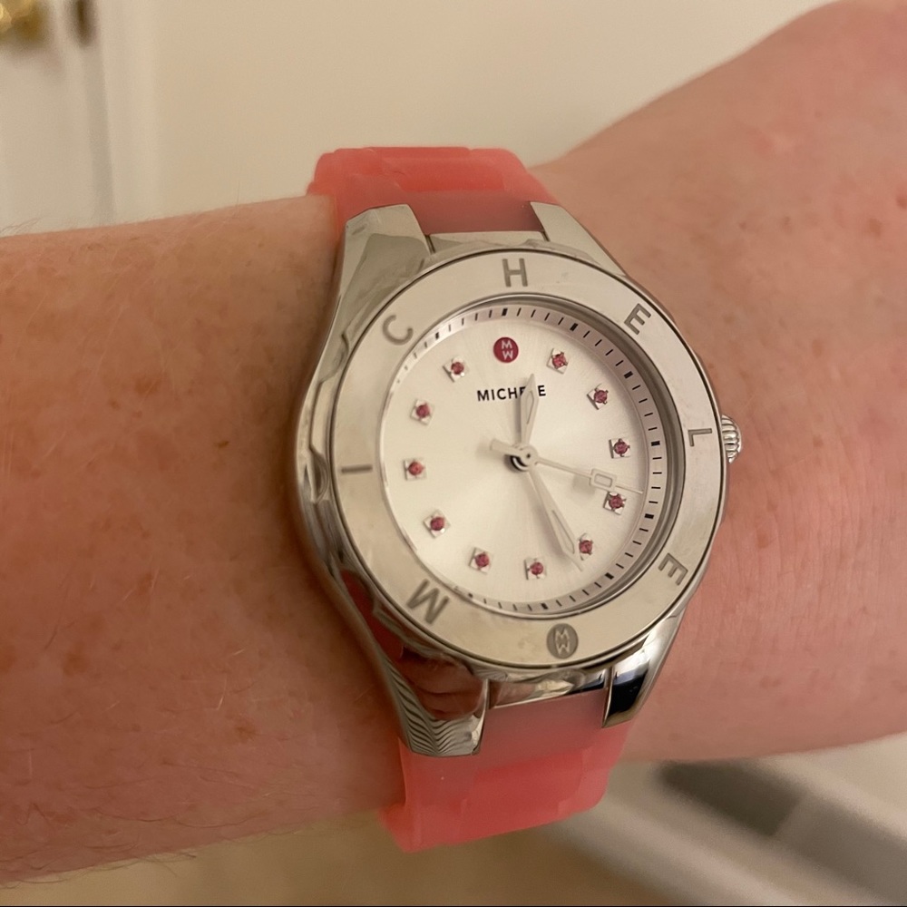 Michele Pink/Silver Tahitan Jelly Bean Watch